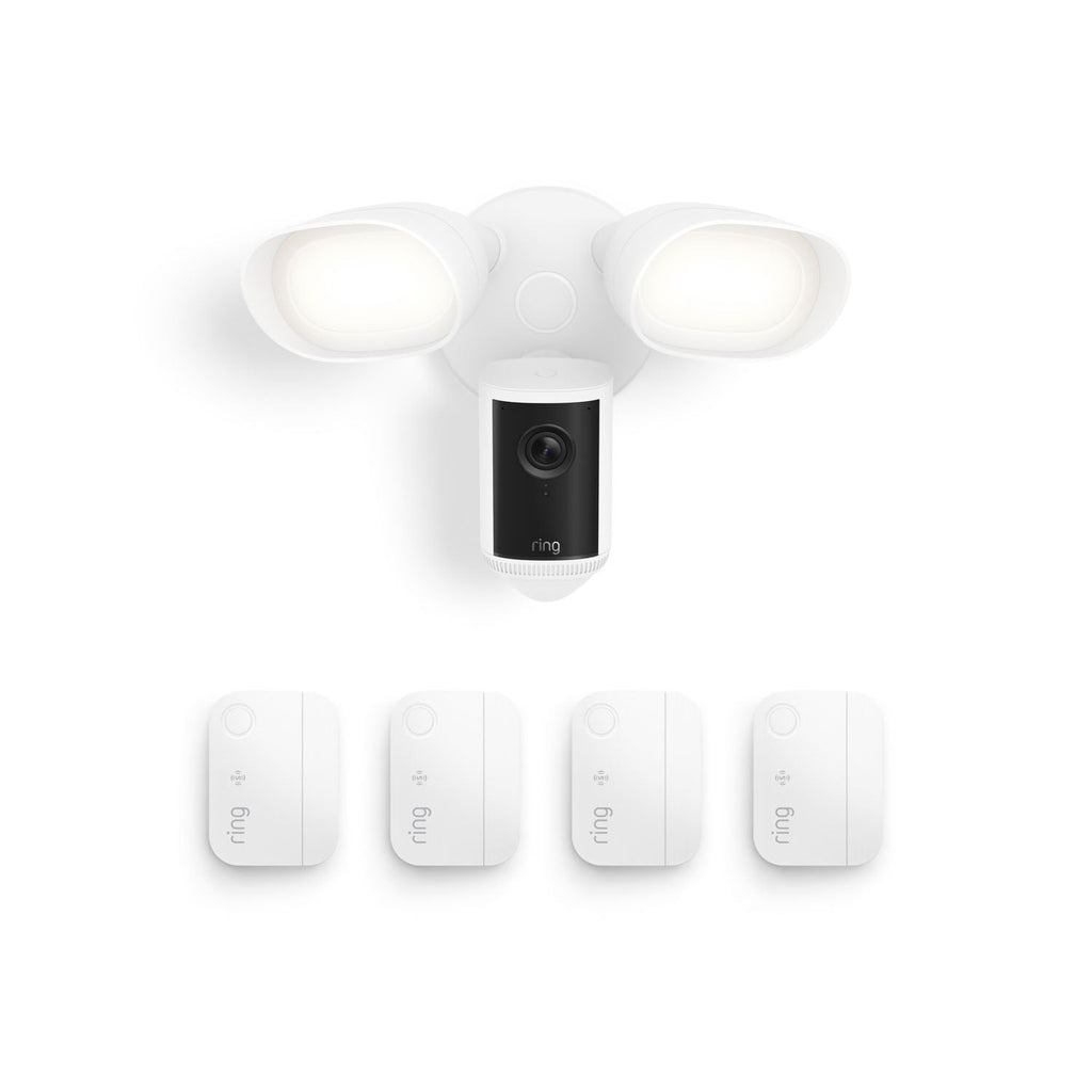 Floodlight Cam Pro (Newest Model) + 4 Window and Door Sensors (Newest Model)