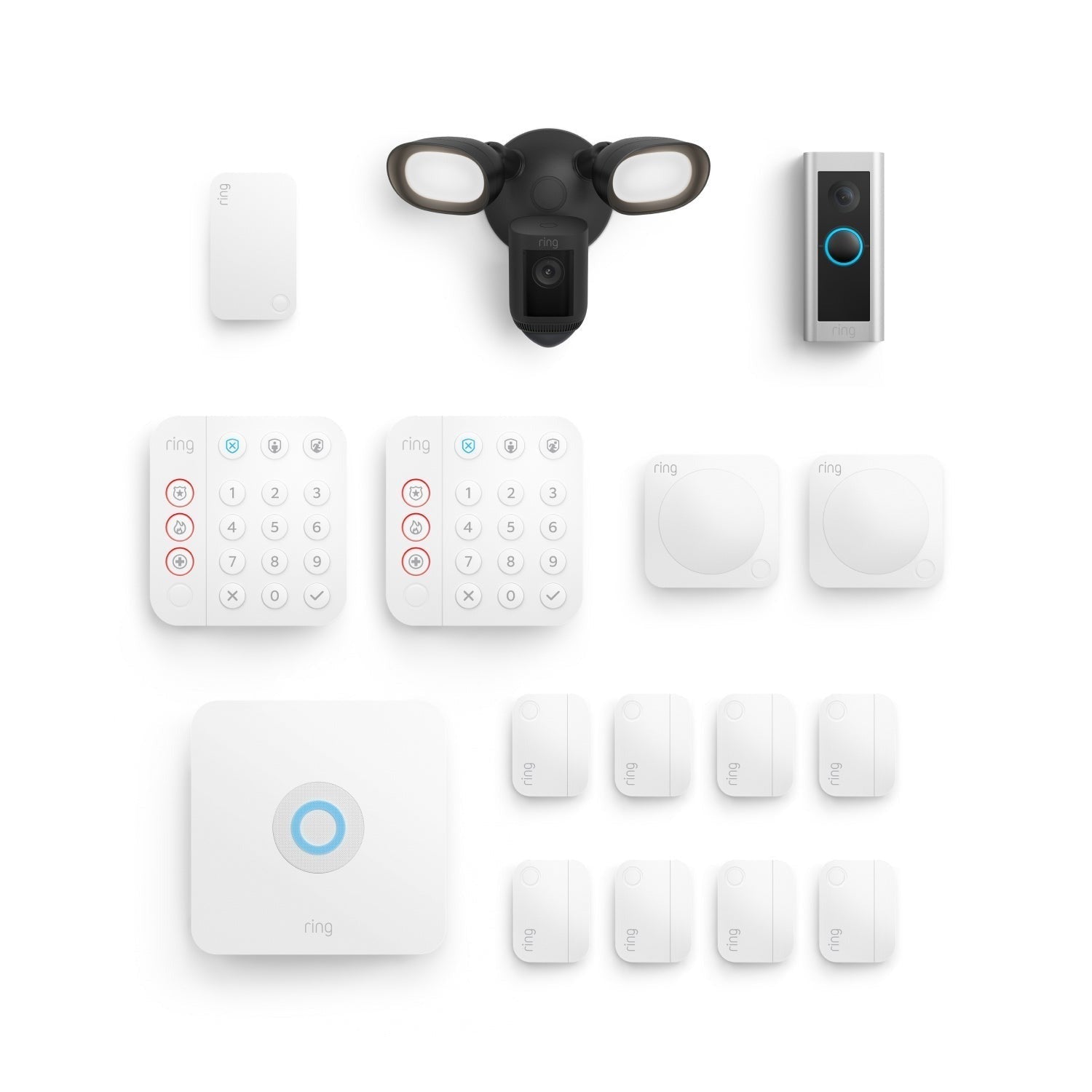 Whole Home Deluxe Kit (Wired Doorbell Pro (Video Doorbell Pro 2) + Floodlight Cam Wired Pro + Alarm Security Kit, 14-Piece)