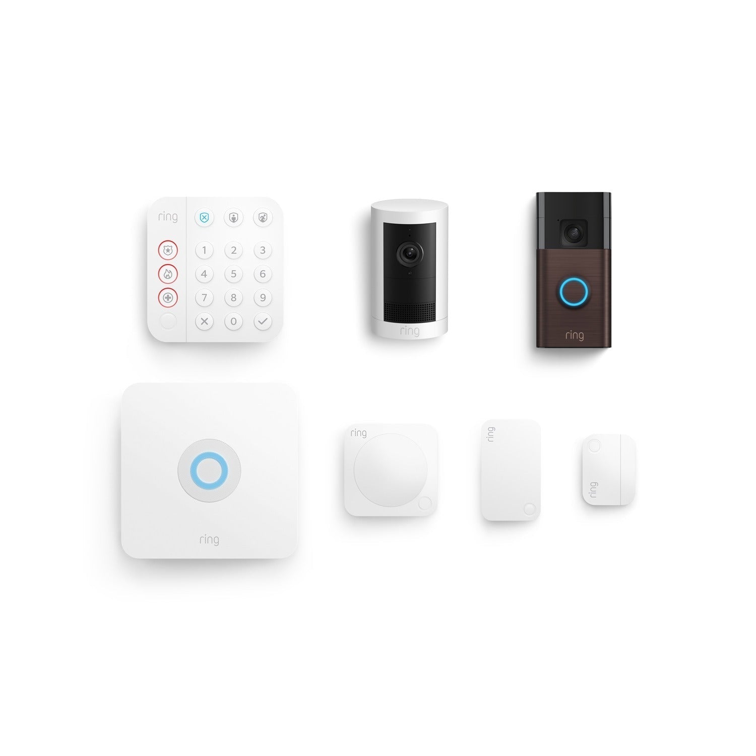 Whole Home Basic Kit (Outdoor Cam Plus Battery + Battery Doorbell + Alarm Security Kit, 5-Piece)