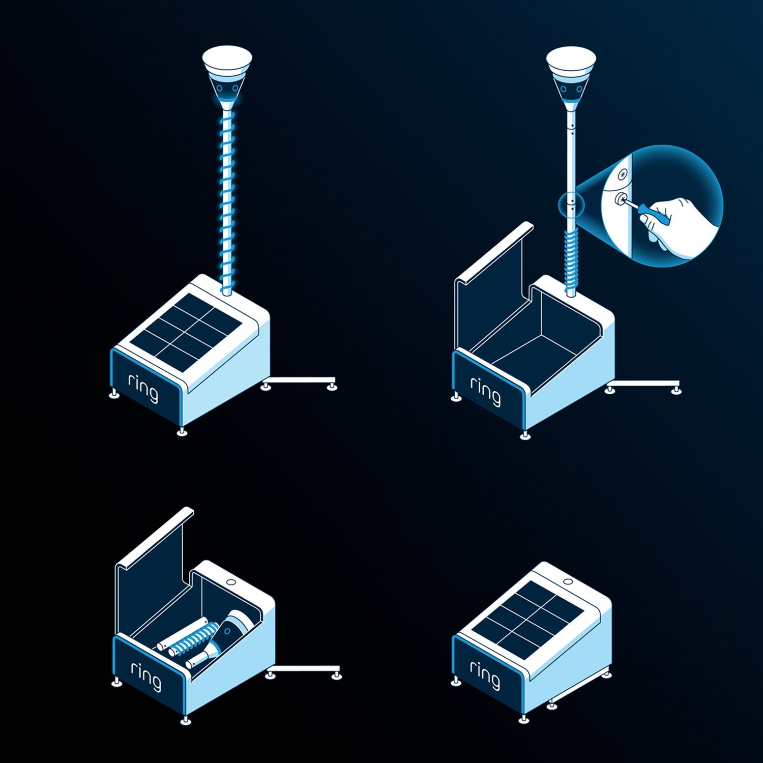 Ring Mobile Security Tower with iLOQ - Solar Panel Kit + 2x Battery