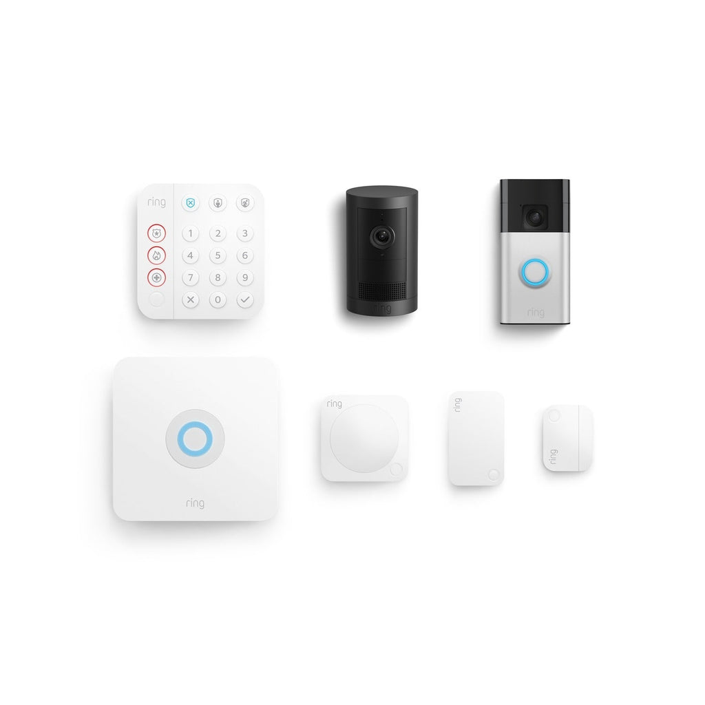 Whole Home Basic Kit (Outdoor Cam Plus Battery + Battery Doorbell + Alarm Security Kit, 5-Piece)