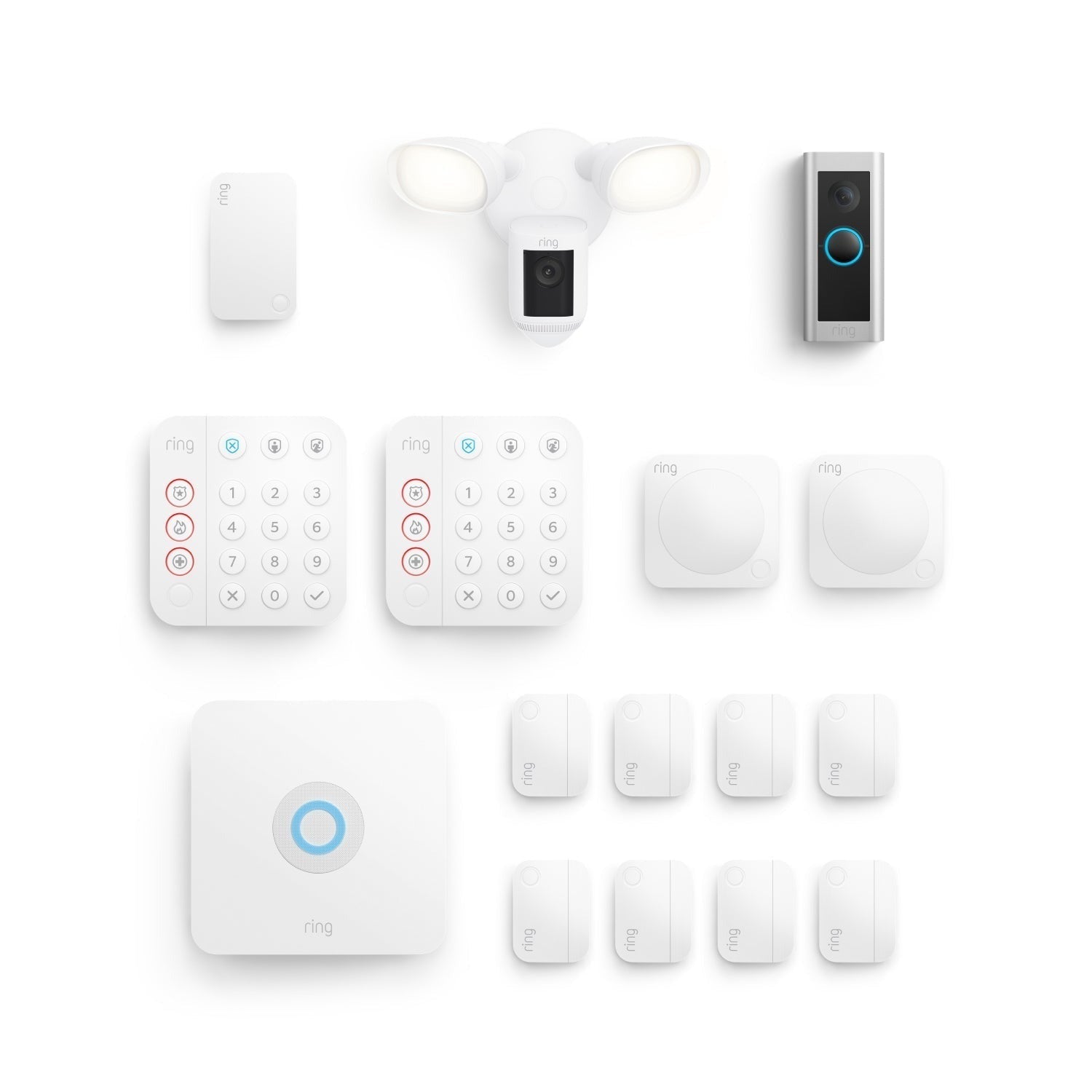 Whole Home Deluxe Kit (Wired Doorbell Pro (Video Doorbell Pro 2) + Floodlight Cam Wired Pro + Alarm Security Kit, 14-Piece)